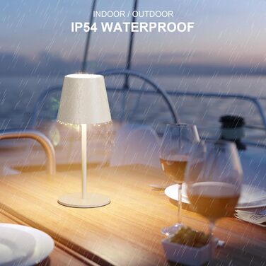 Лампа настільна LED акумуляторна Lundwa 26 см, 5000 mAh, IP54, 3W, 3000K, для кемпінгу, ресторану, спальні, бару (1 шт.)