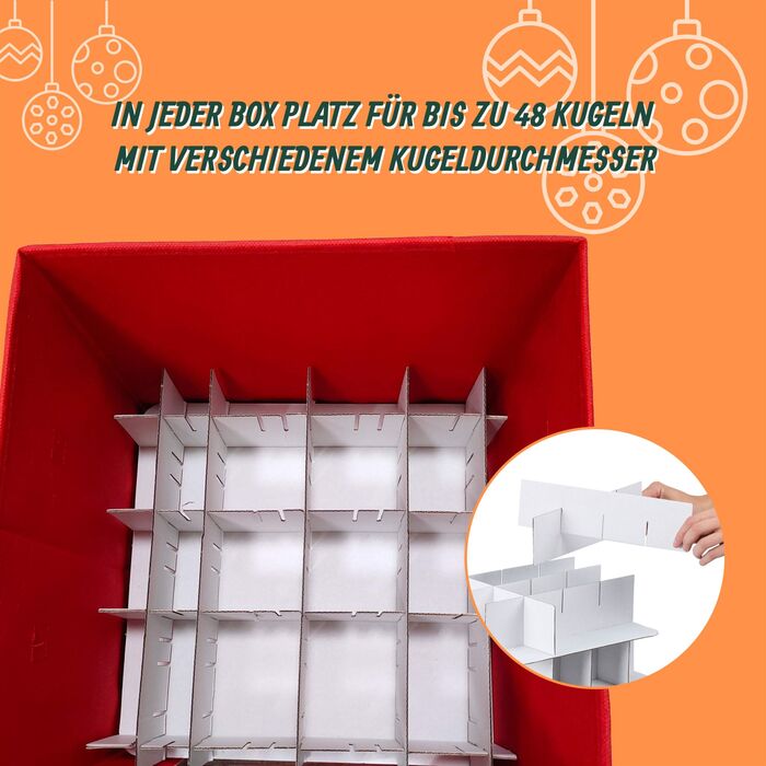 Набір з 3 коробок для зберігання новорічних кулічок Relaxdays