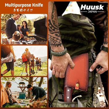Ніж кухарський Huusk Verbessertes сербіський, японський ніж для м'яса, кухонний ніж з піхвою, преміум-якість
