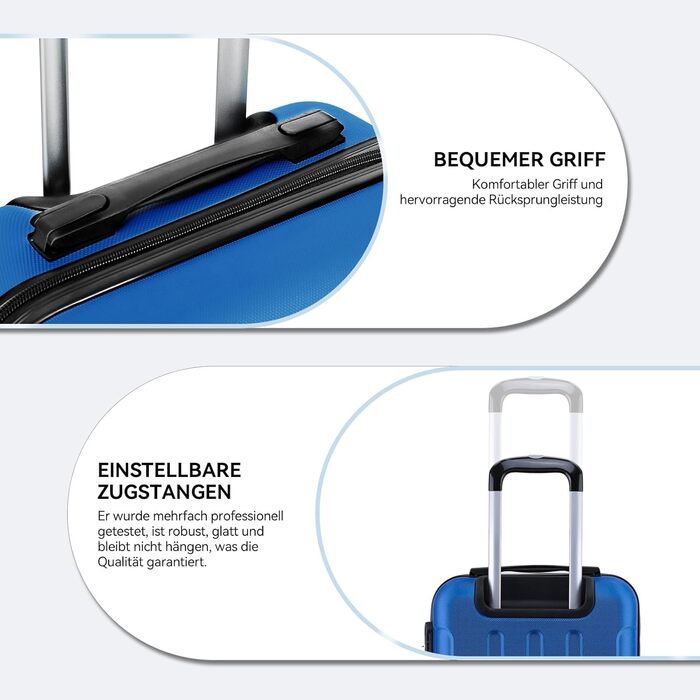 Набір валіз Beibye: жорсткий корпус, коліщатка, замок, 55/66/76 см (Diamond-blue)