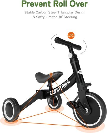 Бесрей 5-в-1 Дитячий Біговел-Трохоліг для Малюків 1-4 Років (Чорний)