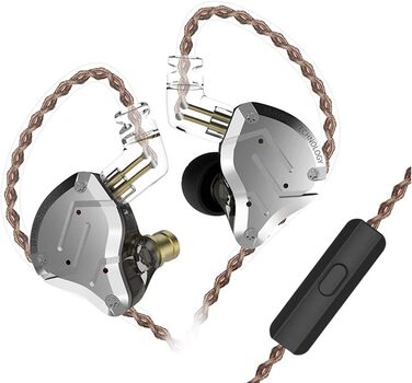 Навушники-вкладиші KZ ZS10 Pro, HiFi, Захист від поту, Шумоізоляція, 2-контактні, Чорні, без/з мікрофоном