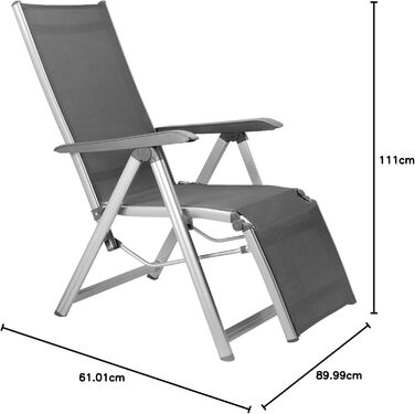 Крісло-шезлонг Kettler Relaxsessel Basic Plus – розкладне, з алюмінію, для тераси та саду, антрацит