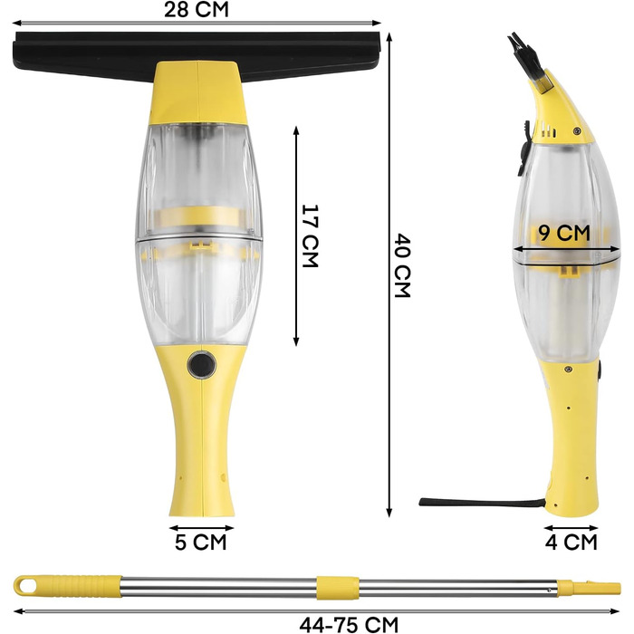Набір віконних пилососів з телескопічною ручкою, пульверизатором, лезом 280 мм для вікон, плитки, дзеркал, скла