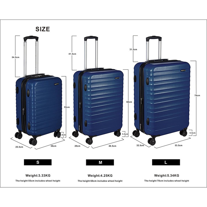 Жорсткий спінер Domopolis Basics, ручної поклажі, розширюваний валізу Багаж на коліщатках (темно-синій, темно-синій, Одномісний)