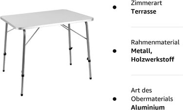Кемпінговий стіл Casaria Alu Складний регульований по висоті 80 х 54 см Складний легкий розкладний стіл Алюмінієвий садовий стіл Кемпінгові меблі Відкритий