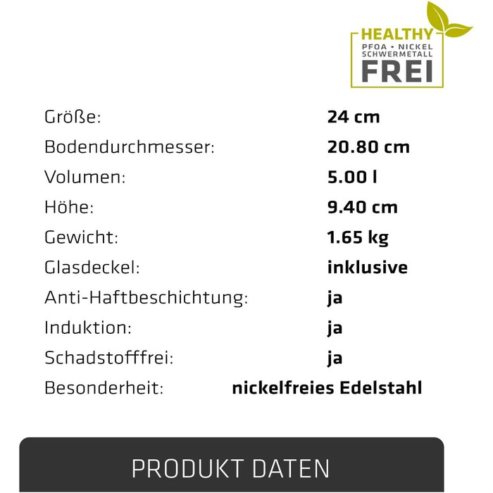 Каструля Berndes Injoy Special Edition з нержавіючої сталі (24 см), з кришкою, для всіх типів плит, включаючи індукційні