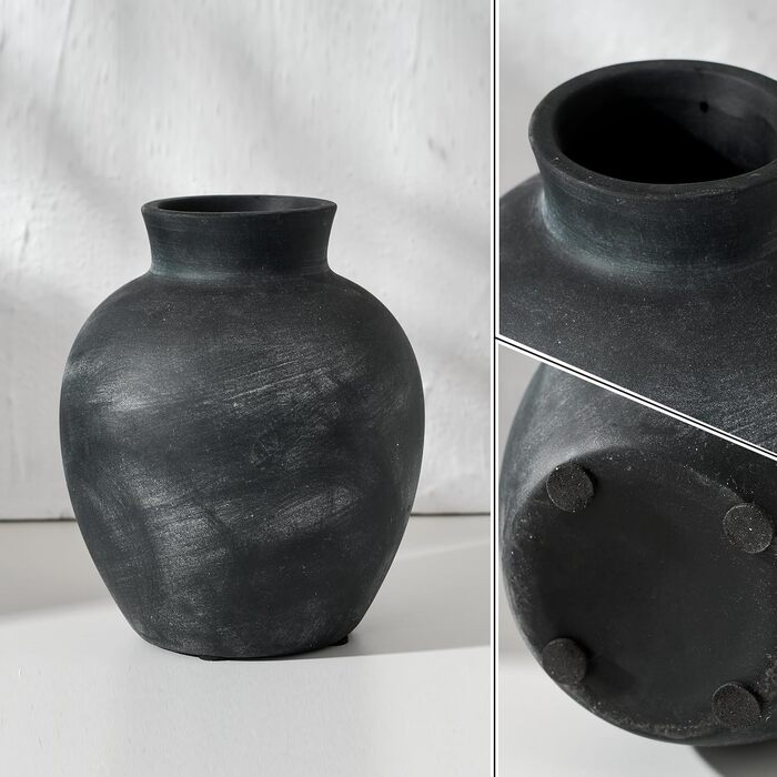 Керамічна ваза для квітів у стилі Богеми, 15.2 см, сіро-чорна, для декору дому, теракота