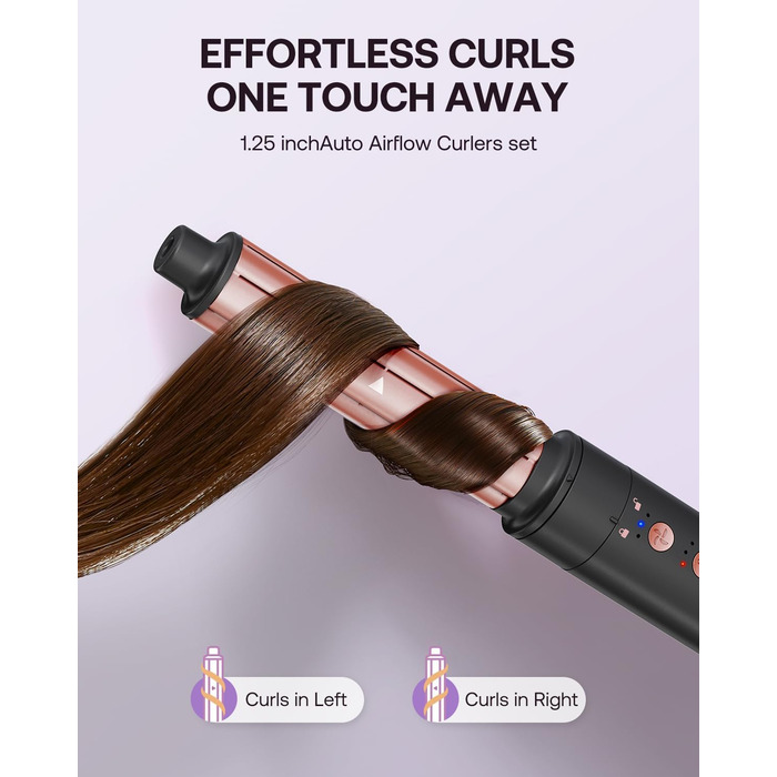 BESTOPE PRO Локкенстаб: Набір для створення локонів 5-в-1 з 3 насадками, регулюванням температури, швидким нагрівом, рукавичкою та кліпсами, рожеве золото (чорний 5-в-1)