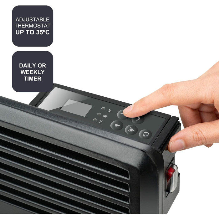 Конвектор BLACK+DECKER BXCSH1800E, 1800 Вт, чорний, з можливістю кріплення на стіну