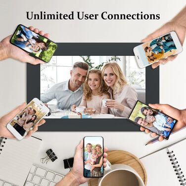 Цифровий фоторамка WiFi 10,1 дюйма, IPS HD сенсорний екран, 32GB, автоматичне обертання, підключення з будь-якого місця, чорний колір