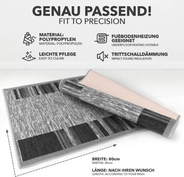 Килимова доріжка Floordirekt Navona - нековзна та антистатична для кухні, передпокою та вітальні (80 x 900 см)