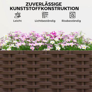 Підвищене грядка з пластику, самополивний кашпо для рослин з дренажними отворами та пробками
