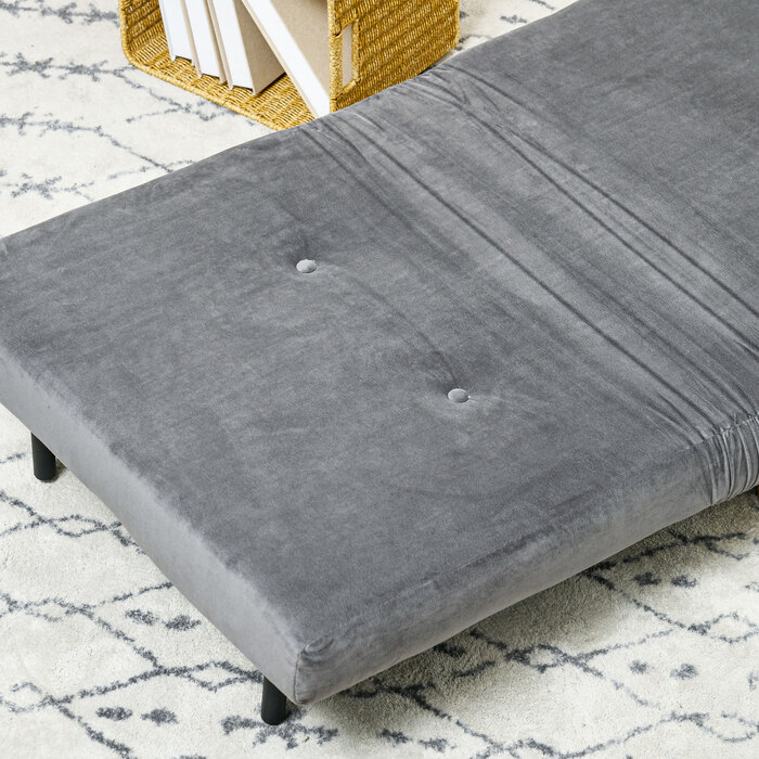 Розкладне крісло HOMCOM Sleeper з функцією ліжка та подушками, гостьове ліжко з регульованою спинкою, оксамитовий вигляд, до 125 кг, сірий| Аосом