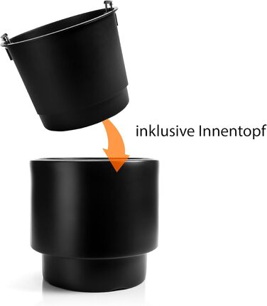 Квітчанка BigDean: стильний горщик з підставкою, діаметр 40 см, чорний, міцний пластик, Made in Europe