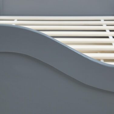 Висувне ліжко Homestyle4u 90x200 см з ящиком для зберігання, сірий дуб, каркас з сосни, ламелі, дитяче ліжко