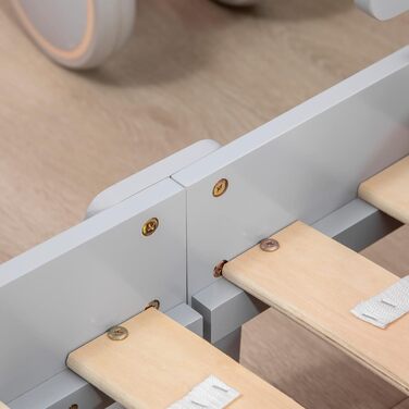 Дитяче ліжко ZONEKIZ для дітей 3-6 років зі зірковими та місячними мотивами, MDF та ДСП, 143x76x49 см, сірий та деревоподібний колір