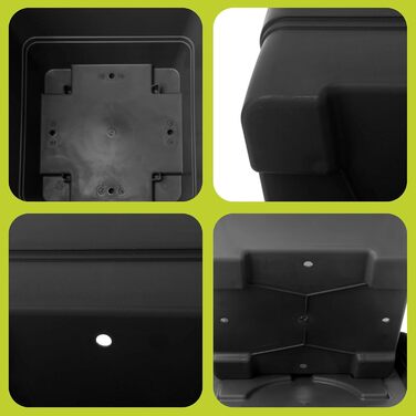 Набір з 3 великих пластикових горщиків для квітів на вулицю, 40x40 см, з підставкою, модель Don, виготовлено в Німеччині, антрацит