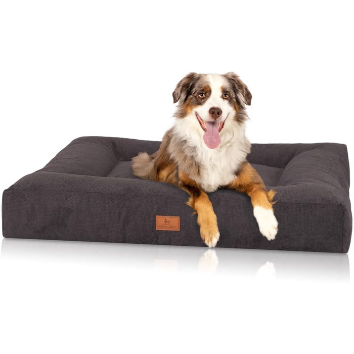 Ортопедична лежанка для собак Sofia XL - подушка для великих, середніх і малих собак - миється (80 х 60 см, чорна)