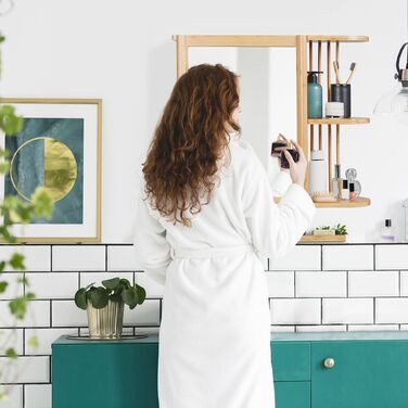 Поличка для стін з бамбука Relaxdays зі дзеркалом