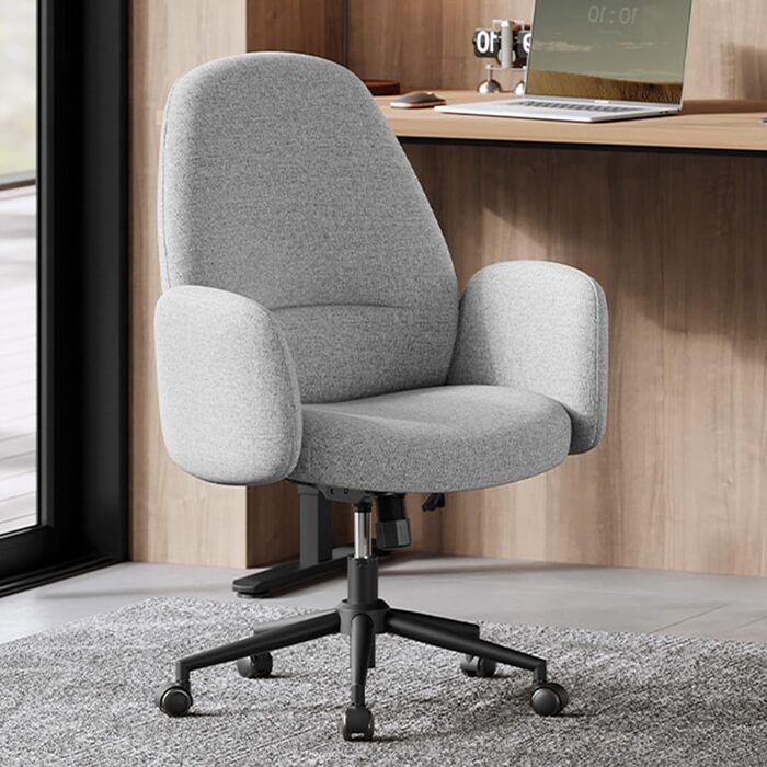 Офісний крісло SONGMICS HOME - регульоване, з підлокітниками, сіро-зелене, з бавовняно-льоновій тканини