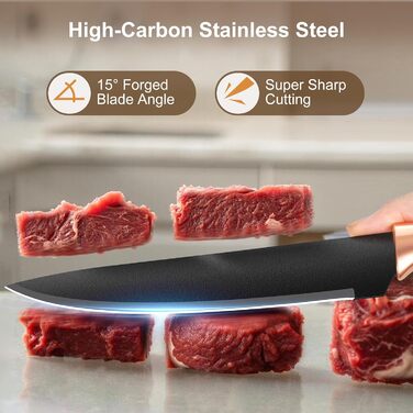 Набір ножів Makfoner 6 шт. з знімним бруском: кухонні ножі Сантоку, для хліба, кухонні, для чищення, універсальні, ножиці, з нержавіючої сталі, білий