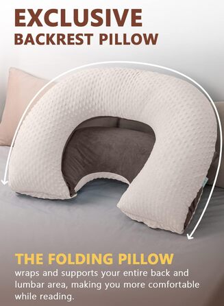 Подушка для читання INSEN, спинка для сидіння в ліжку, для читання, розслаблення, для дорослих, матерів та дітей, подушка для пресу, для ліжка (горизонтальна, вельветовий коричневий, базова)