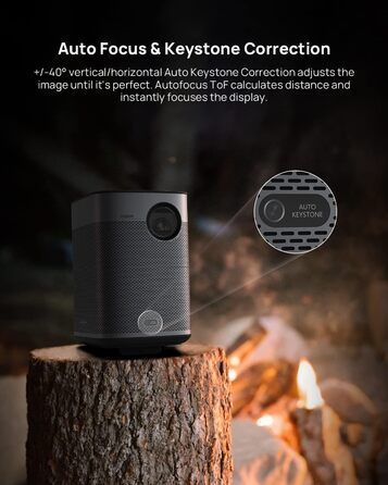 XGIMI Halo+ Mini: Портативний проєктор Full HD 1080p з Android TV, акумулятором 700 ISO Lumen, Harman Kardon, автофокусом, WiFi, Bluetooth та 3.5mm аудіо