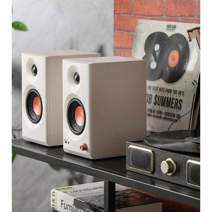 Edifier MR3 - Компактні студійні колонки 2.0, Hi-Res Audio, Bluetooth 5.4, RCA, AUX, керування через додаток, 2 x 18W (білі)