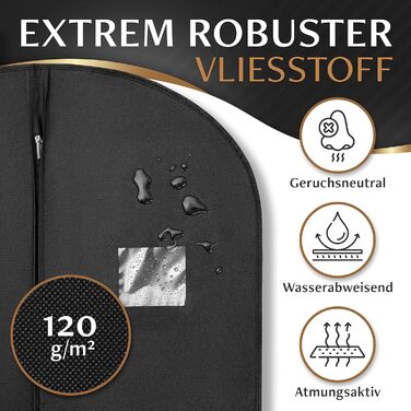 2x Чохол для одягу Bruce.® Kurz 120x60 см + 1 чохол для взуття – Якісний захист для костюмів, піджаків, суконь та одягу – 120GSM – Ідеально для подорожей та зберігання