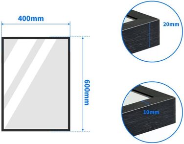 Дзеркало настінне/підлогове Spiegel 40x160 см з рамою. Алюмінієва рама (чорний колір)