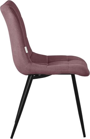 ML-Design Комплект з 2 стільців для їдальні, рожеві, з м'яким сидінням, тканинний, чорні металеві ніжки, для кухні, вітальні, офісу