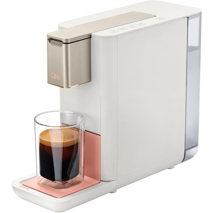 Кавомашина Tchibo Qbo ICONIC Pantone™ Premium з 16 капсулами для еспресо, кави та великої кави, компактний інноваційний дизайн (Muted Clay, Qbo ICONIC + 16 капсул)