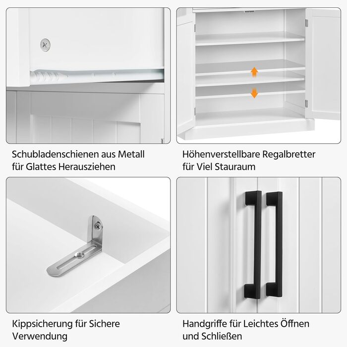 Шафа для зберігання Yaheetech 183,5 см, кухонна шафа з регульованими полицями та 2 шухлядами, багатоцільова шафа для дому, буфет для їдальні, велика, біла