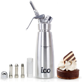 Професійний дозатор для вершків ICO 500 мл з нержавіючої сталі - сифон для капсул з вершками - пляшка Espuma для десертів