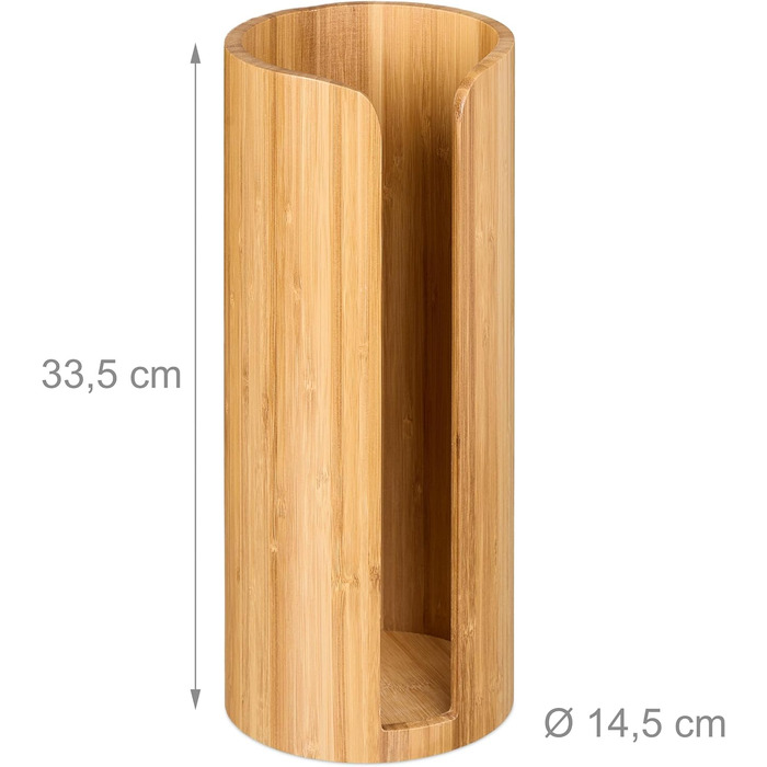 Туалетний папір для зберігання бамбук, на 3 рулони, контейнер для туалетного паперу стоячий, HxD 33,5 x 14,5 см, натуральний