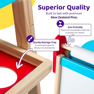 Дитяча мольберт Blue Squid Kinder Staffelei: регульована висота, двосторонній, з крейдяною та магнітною дошкою, рулоном паперу, 100+ аксесуарів, для дітей 3-12 років, преміум-якість 2025