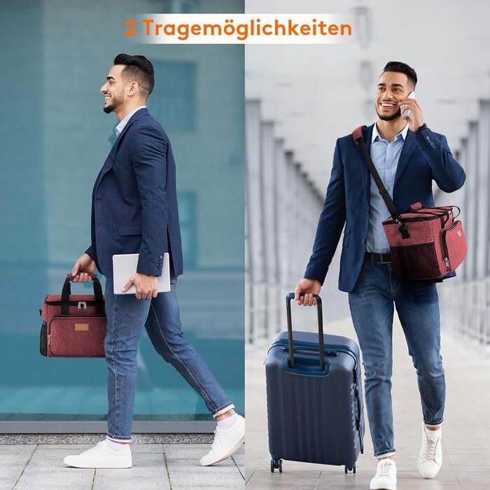 Термосумка-холодильник Lifewit 15л, червоний: сумка для ланчу, пляшок, пляжу, подорожей. Ізольована, водонепроникна, складана