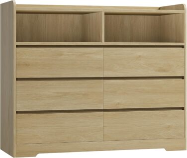 Комод FOREHILL з 6 висувними ящиками, 120 см, колір дуб - комод-тумба для спальні, вітальні, передпокою, 120x40x100 см