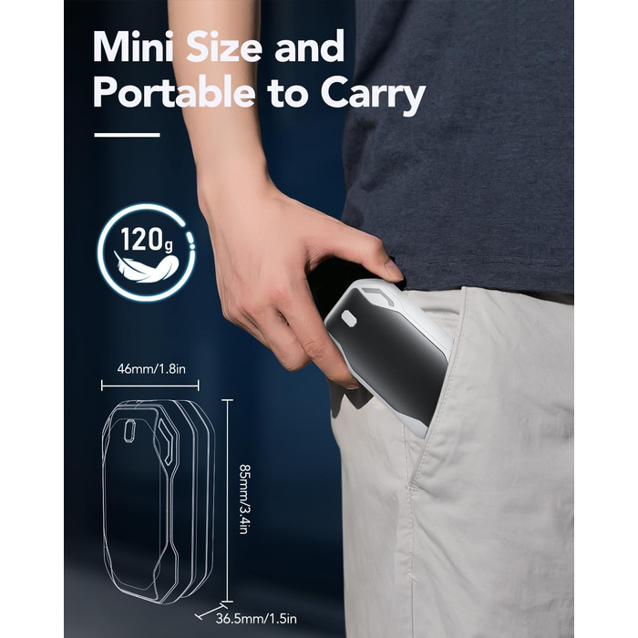 Електричні грілки для рук PHEJIE, 2 шт. - 3 режими нагріву, портативні, для активного відпочинку, кемпінгу, подарунок для жінок та чоловіків (чорний/білий)