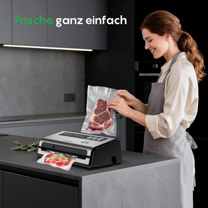 Вакууматор FRESKO Automatik для продуктів з турбо-режимом (15л/хв), автоматичний вакуумний пакувальник, 2 рулони в комплекті