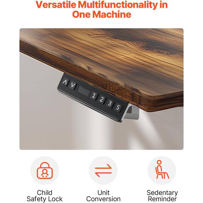 Електричний стіл VEVOR з подвійним мотором, регульована висота 65-129 см та довжина 110-178 см, чорний, для офісу та дому