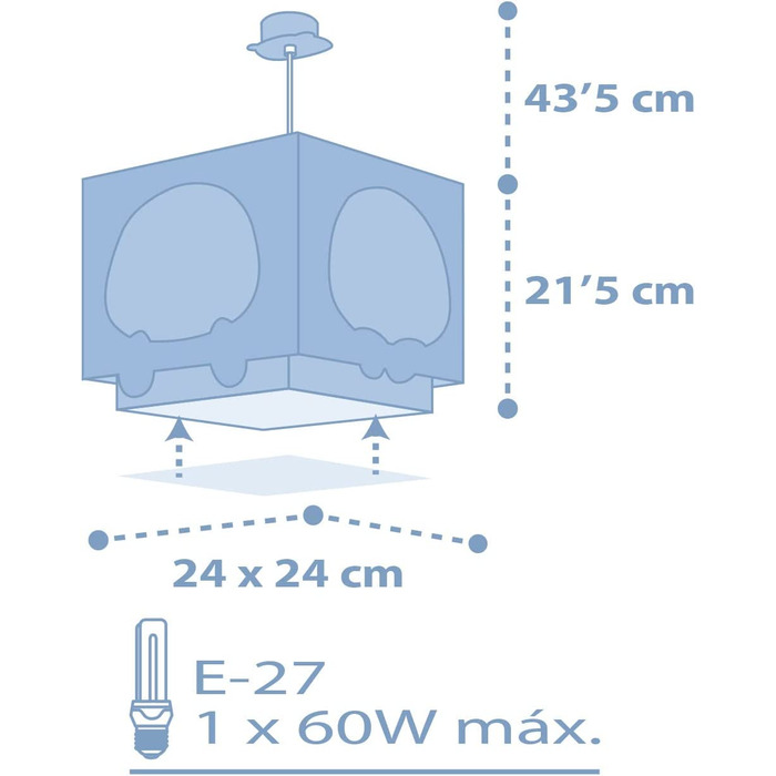 Підвісний світильник для дитячої кімнати Dalber Panda Blue, 63162T, E27