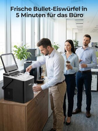 Льодогенератор Fohere портативний з ручкою, 14 кг/24 год, кулі 9 шт за 5 хв, 2 розміри, самоочищення, для дому, кухні, офісу, кемпінгу, вечірок