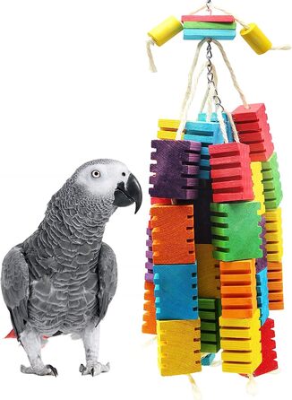 Іграшка для жування папуг Mqupin Bird, 22-дюймова іграшка для жування папуг, різнокольорові гойдалки з натурального безпечного дерева для всіх папуг і птахів (різнокольорові) (кількість L-6)