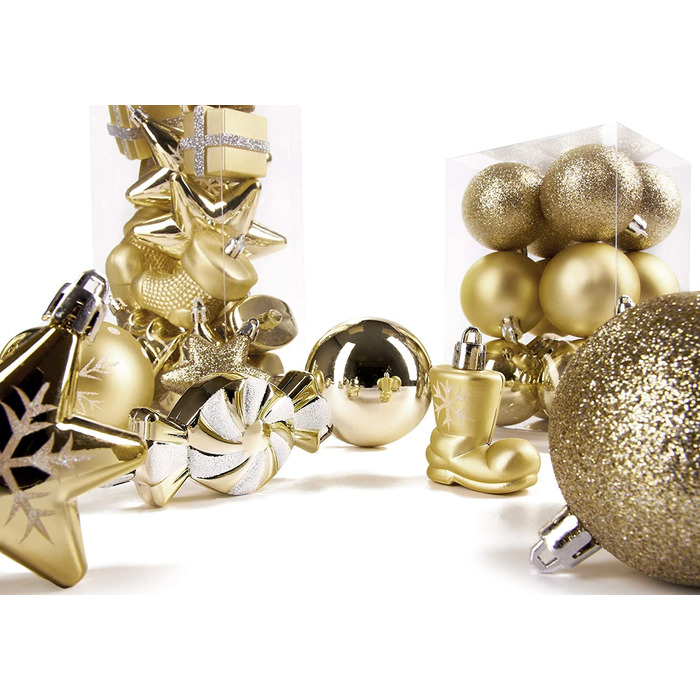 БРУБЕЙКЕР набір з 77 предметів Різдвяні дрібнички для ялинки-пластик / срібло (золото)