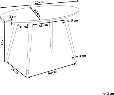 Стільниця Beliani Glamour з МДФ під мармур, біла, овальна, 120 x 70 см, металеві ніжки