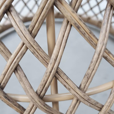 Журнальний столик-приліжний столик у богемному стилі, зі скляною стільницею, з ротангу PE, 45 см x 45 см x 52 см, колір натуральний