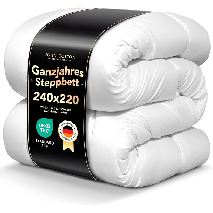 Пухова ковдра John Cotton Night Cloud Bettdecke 135x200 - Преміум якість для алергіків | Сертифікована Oeko-Test | М'яка мікрофібра, підходить для будь-якої пори року | Дихаюча ковдра | 135x200 (220x240 см)