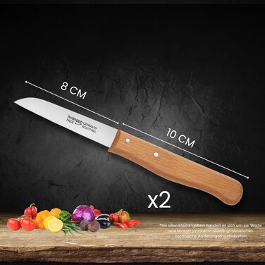 Набір кухонних ножів Gehrig Solingen Home MyII (6 предметів) | З нержавіючої сталі, Made in Germany | Блок для ножів, 8 см (LOOK BUCHE)